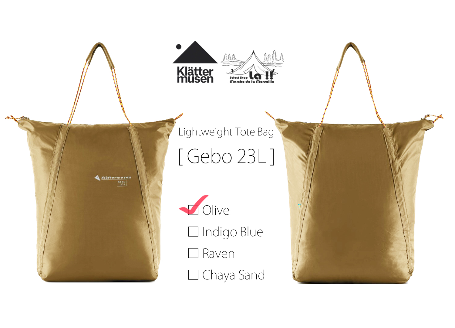 【 KLATTERMUSEN / クレッタルムーセン 】Gebo 23L / ジェボ23L / 旅行に最適な軽量パッカブル・トートバッグ