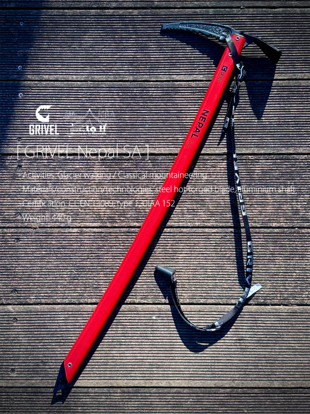 【 GRIVEL / グリベル 】Nepal SA / ネパール SA / 滑落停止動作を行いやすいSAカーブを搭載したクラシカルピッケル
