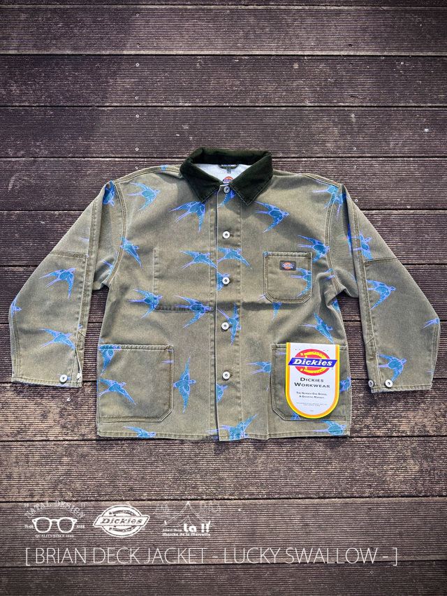 【 NATAL DESIGN × Dickies / ネイタルデザイン×ディッキーズ 】BRIAN DECK JACKET -LUCKY SWALLOW- / ミリタリーデッキジャケットがデザインソースのワークJK