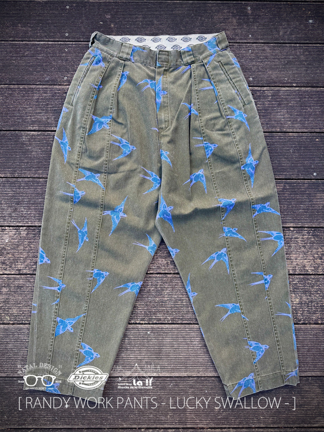 【 NATAL DESIGN × Dickies / ネイタルデザイン×ディッキーズ 】RANDY WORK PANTS -LUCKY SWALLOW- / 抜け感のあるデザインが魅力のワイドフィットワークスラックス