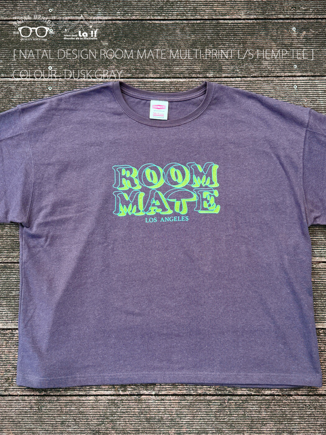 【 NATAL DESIGN  / ネイタルデザイン 】 ROOM MATE MULTI PRINT L/S HEMP TEE / ルームメイト・マルチプリント・ロングスリーブ・ヘンプTシャツ