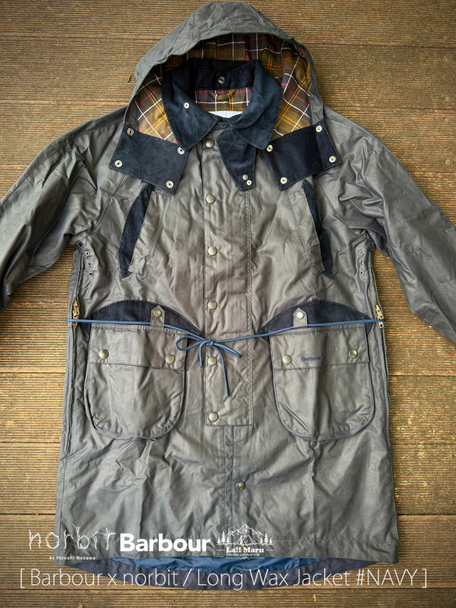 Barbour バブアー　ネイビー　ロングジャケット SL 希少3ワラント Barbour x norbit / バブアー×ノービット 】Long Wax Jacket #NAVY