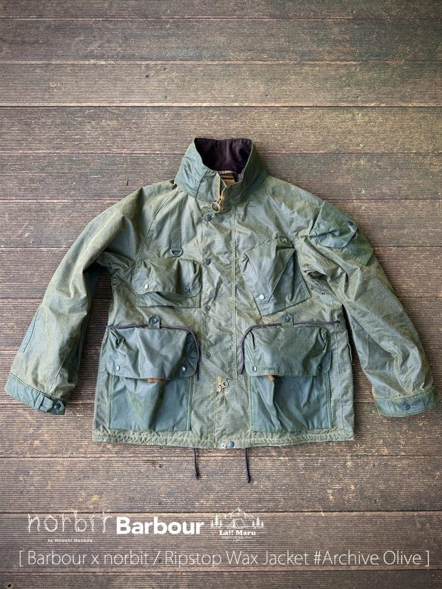 【 Barbour x norbit / バブアー×ノービット 】Ripstop Wax Jacket #Archive Olive / リップストップ ワックス JK #アーカイブオリーブ / 軽量で耐久性に優れたリップストップワックス生地のスペシャルジャケット