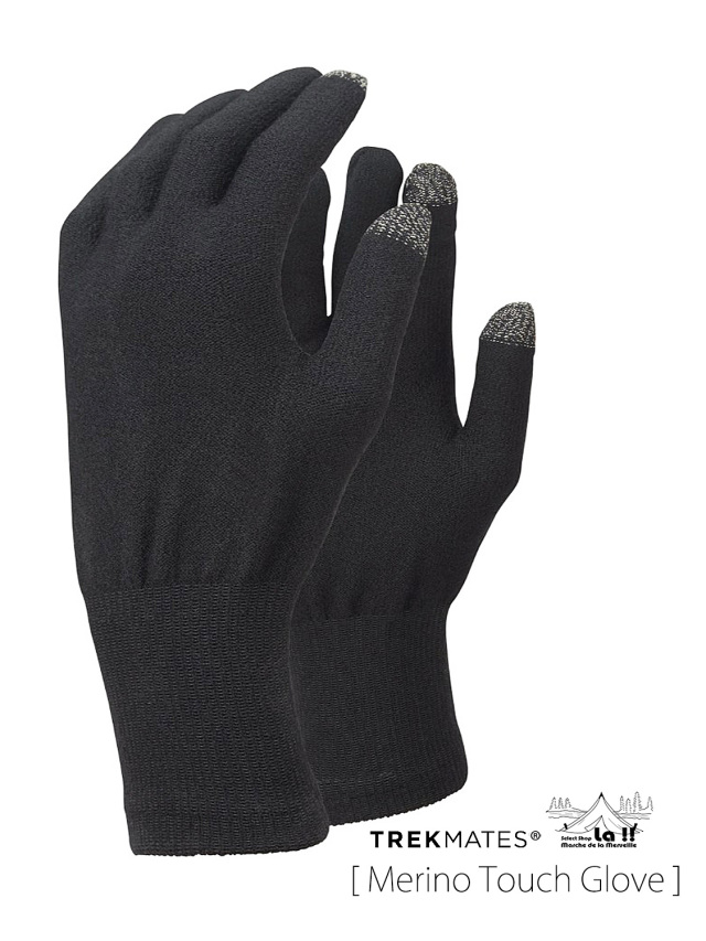 【 TREK MATES / トレックメイツ 】Merino Touch Glove / メリノ・タッチ・グローブ / メリノウール製軽量スリムフィット・タッチスクリーン対応ライナーグローブ