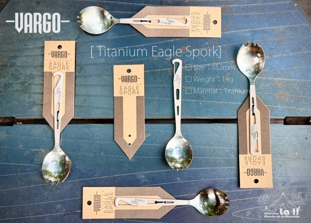 【 Vargo 】ヴァーゴ Titanium Eagle Spork チタニウムイーグルスポーク 14g 軽量ロングサイズカトラリー