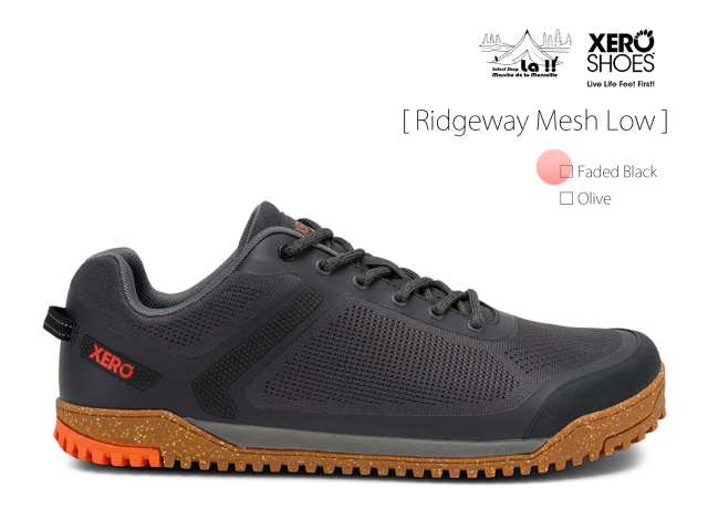 リジューヴェ XERO SHOES / ゼロシューズ 】 Ridgeway Mesh Low - Faded Black フェ