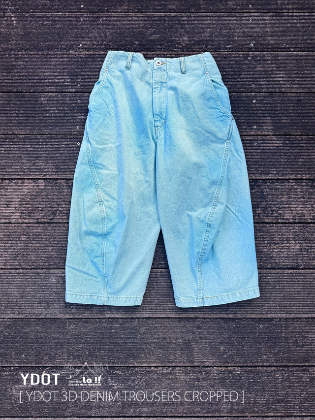【 YDOT / ワイドット 】3D DENIM TROUSERS CROPPED / 3D トラウザーズ クロップドデニム / シルエットの美しい立体裁断リラックスフィットクロップドデニムパンツ
