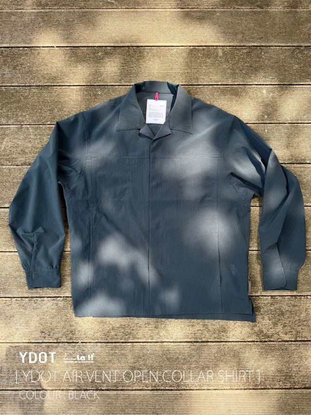 【 YDOT / ワイドット 】AIR VENT OPEN COLLAR SHIRT / エアーベントカラーシャツ / 吸水速乾性に優れた軽量シャツ