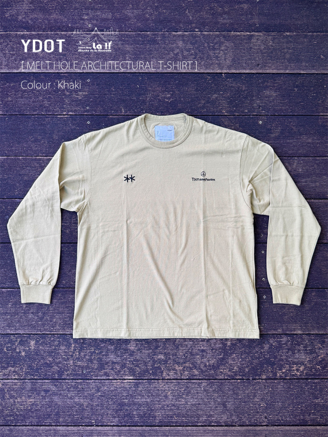 【 YDOT / ワイドット 】MELT HOLE ARCHITECTURAL L/S T-SHIRT / メルトホール アーキテクチュラル ロングスリーブTシャツ / 着心地最高な40/2 コーマ天竺使用