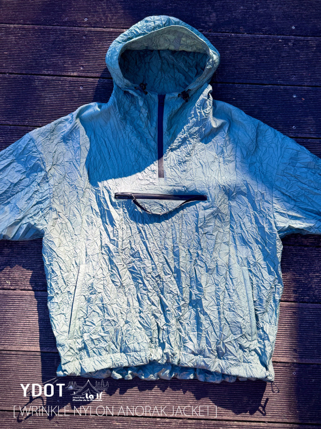 【 YDOT / ワイドット 】WRINKLE NYLON ANORAK JACKET / ウリンクル ナイロン アノラック ジャケット / シワ加工とパッカブルの相性に着目した撥水ウィンドブレイカー