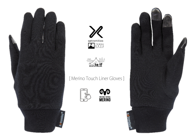 【 Extremities / エクストリミティーズ 】 MERINO TOUCH LINER GLOVE / メリノウール100%の快適すぎるベースレイヤーグローブ