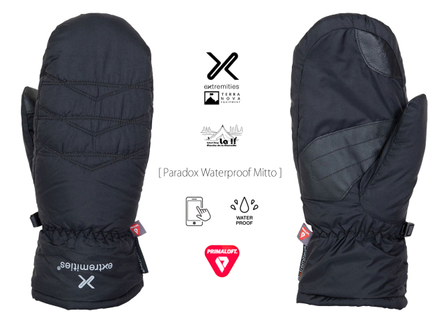 【 Extremities / エクストリミティーズ 】 PARADOX WATERPROOF MITT / プリマロフト入りの超軽量、コンパクト収納なミットグローブ