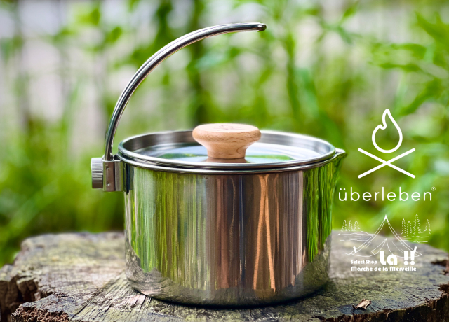 【 Uberleben 】ウバーリーベン Kessel Bushcraft Pot(ステンレス) with Waxed Canvas Bag