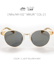 【 Niho / ニホ 】NH-101 ''MIKURI'' COL-2 / ミクリ(ラウンド型フレーム) レンズカラー2 (グレー) / ヌケ感があり洒落た印象のラウンド形状偏光サングラス / 20g