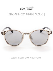 【 Niho / ニホ 】NH-101 ''MIKURI'' COL-3 / ミクリ(ラウンド型フレーム) レンズカラー3 (ライトグレー) / ヌケ感があり洒落た印象のラウンド形状偏光サングラス / 20g