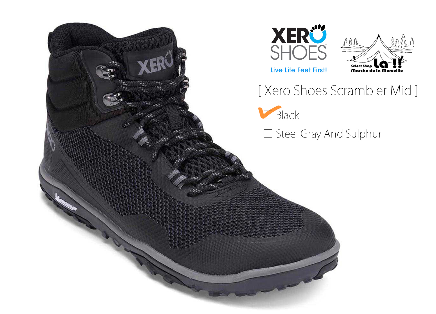 【 XERO SHOES 】ゼロシューズ Scrambler Mid スクランブラーミッド ミシュラン ファイバーライト ソール搭載 ULトレイルシューズ