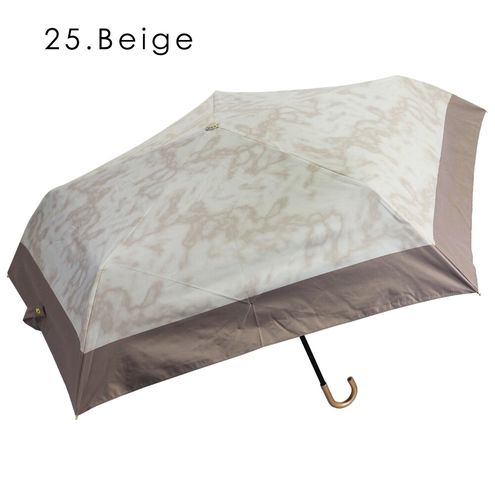 晴雨兼用折りたたみ傘 ストーン柄 ベージュ 完全遮光 UV 軽量 TW25F7485-25 Paraffi（パラフィー）