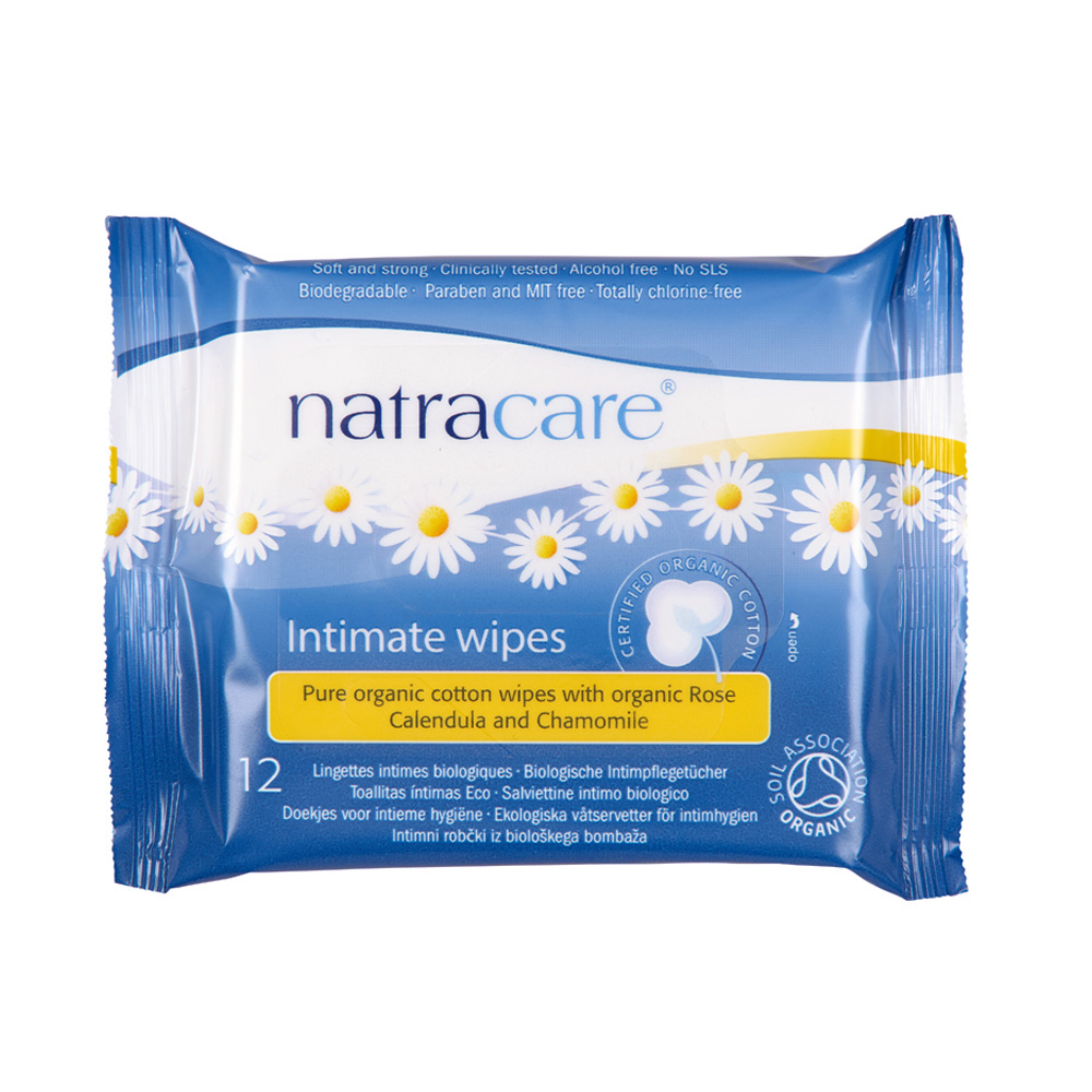 Natracare オーガニックフェミニンウェットシート12枚入 有機コットン Ph値 デリケートケア ナトラケア Marco Line マーコライン