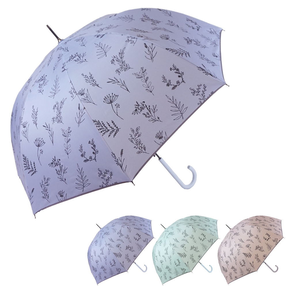 晴雨兼用傘 ジャンプ傘 レディース 線描き花柄 ブラックコーティング Lune jumelle ルナ・ジュメール