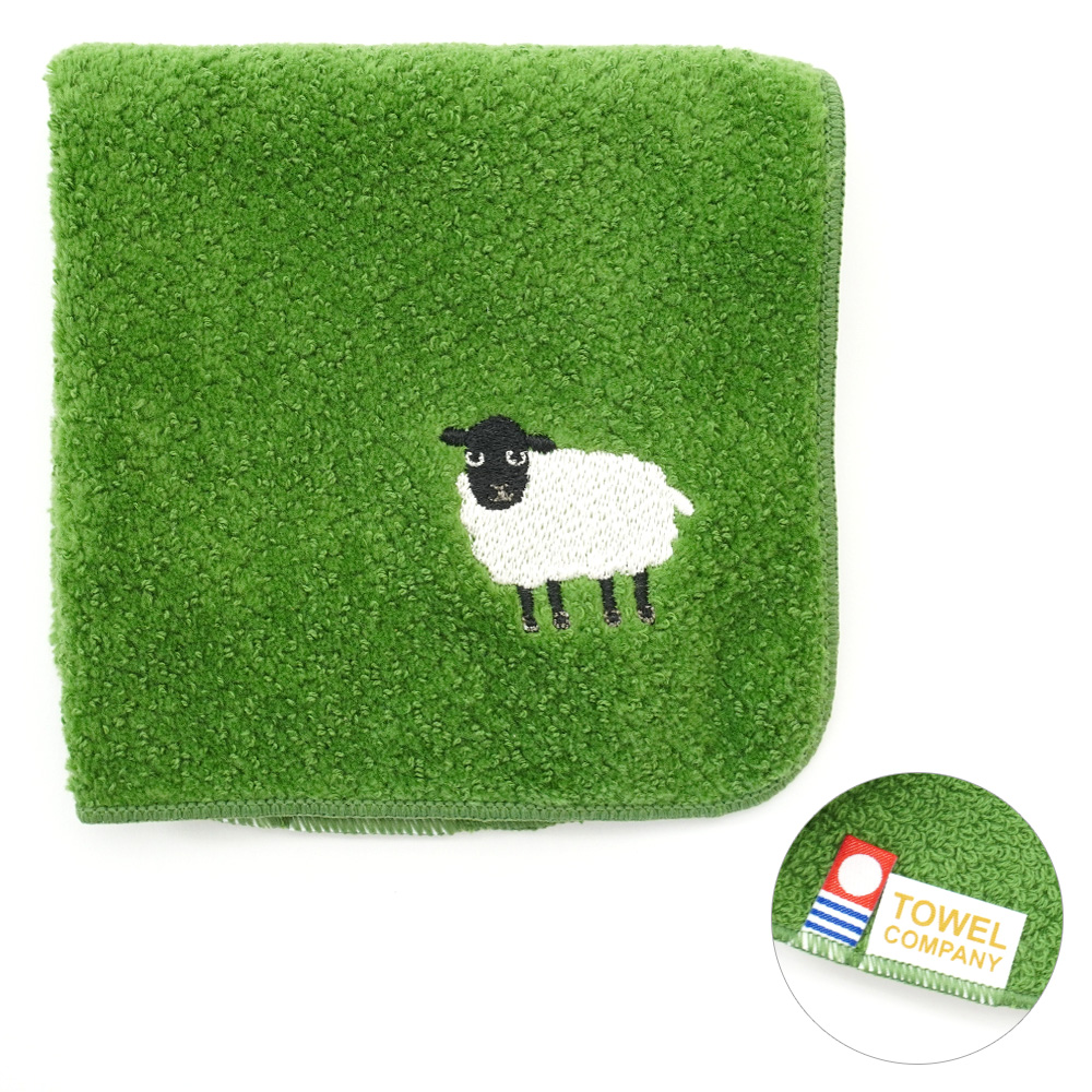 今治タオルハンカチ(羊・ひつじ) ワンポイント刺繍 ハイメン 正面