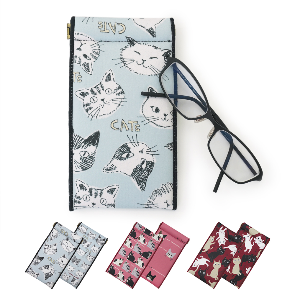 メガネケース ロングパックンポーチ 猫 ネコ J575 眼鏡ケース noa family(ノアファミリー)