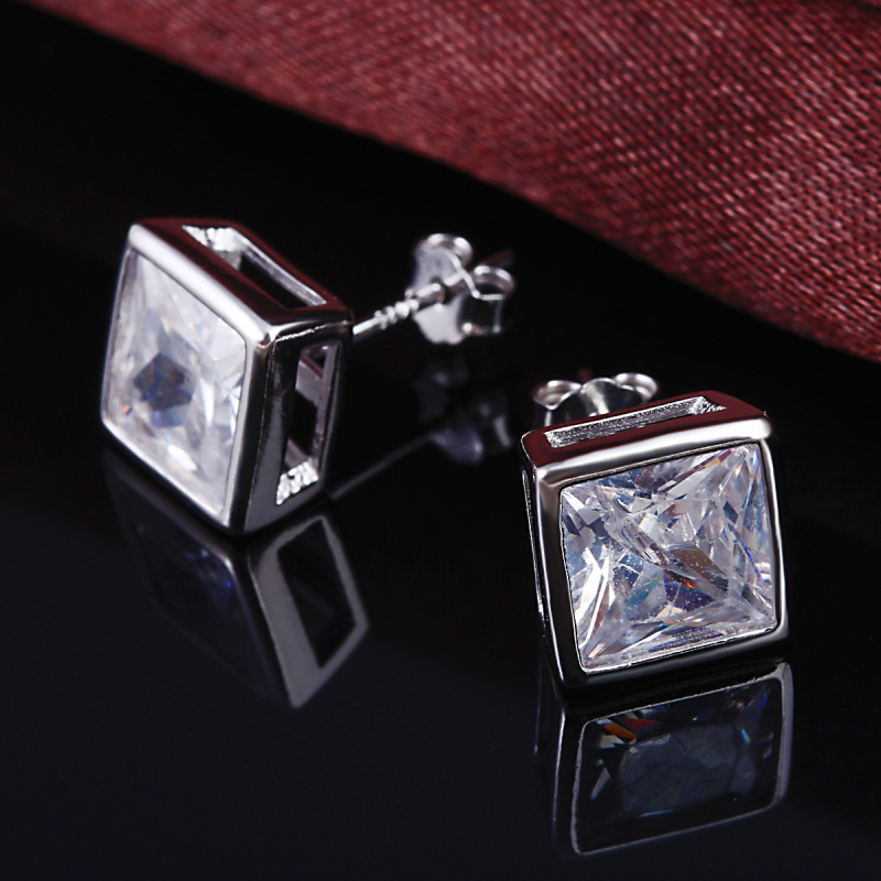 一粒ピアス スクエアベゼルピアス 7mm シルバー925