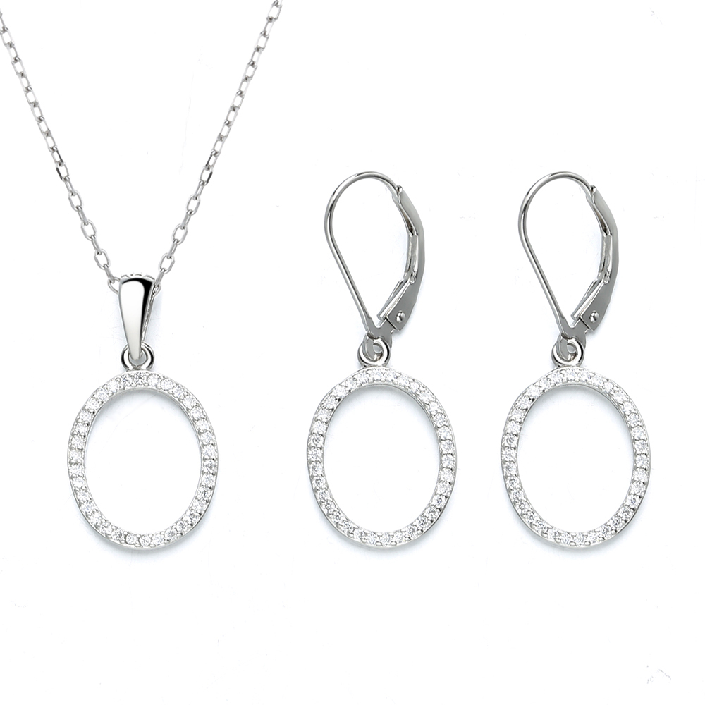 ネックレス・ピアスセット オーバルデザイン ペンダント ピアス シルバー925