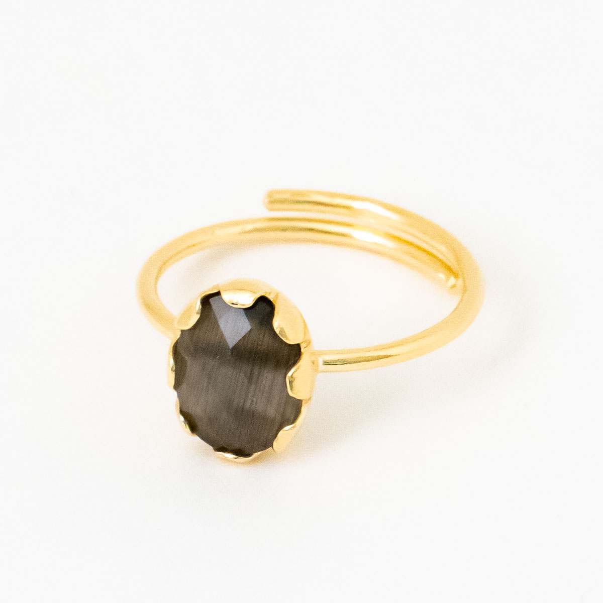 MESH リング ストーン(ブラック) フリーサイズ シルバー925 18Kゴールドコート 指輪 ポルトガル直輸入