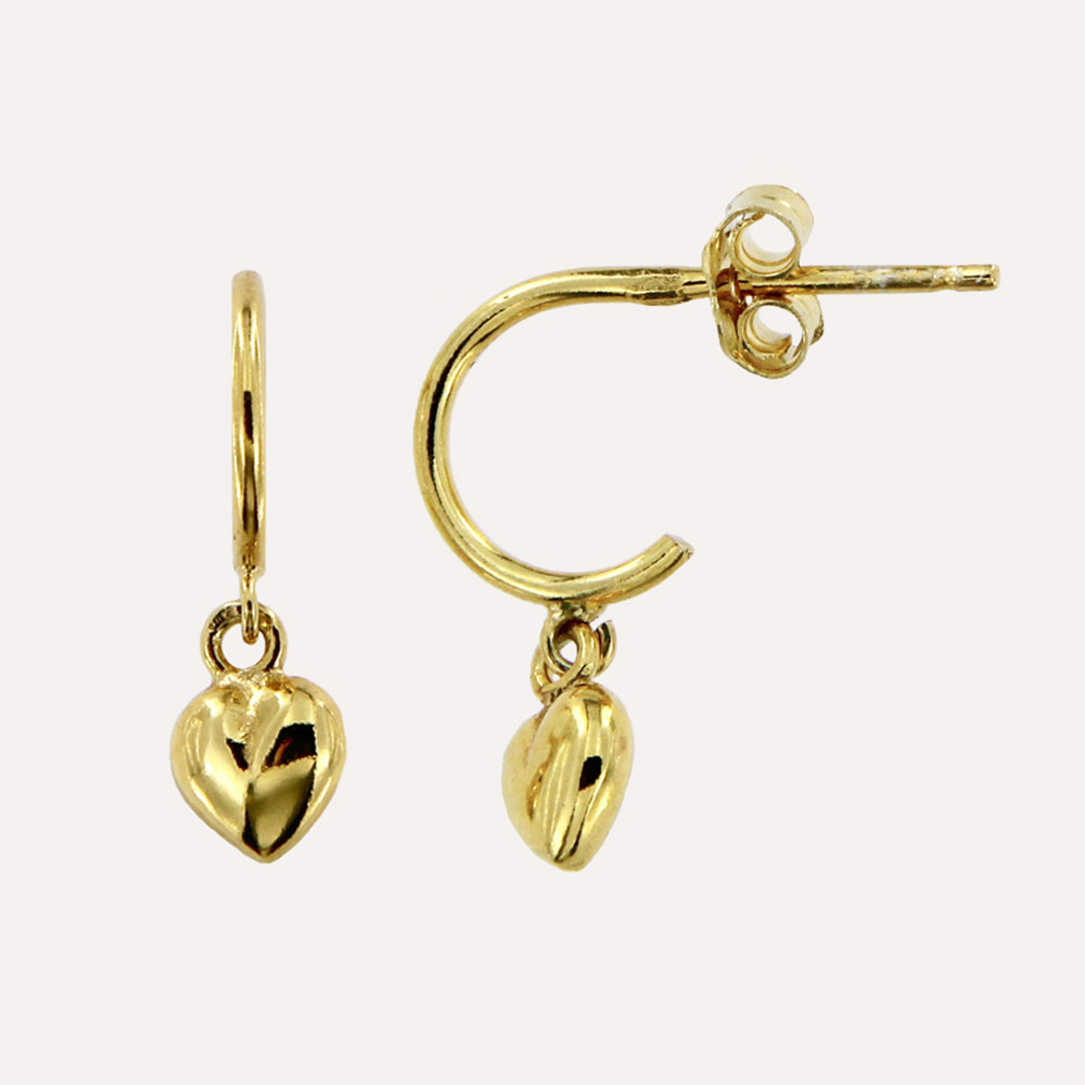 MESH ラブハートフープピアス 18Kゴールドコート S925 ポルトガル直輸入 ARG337 Gold Earrings