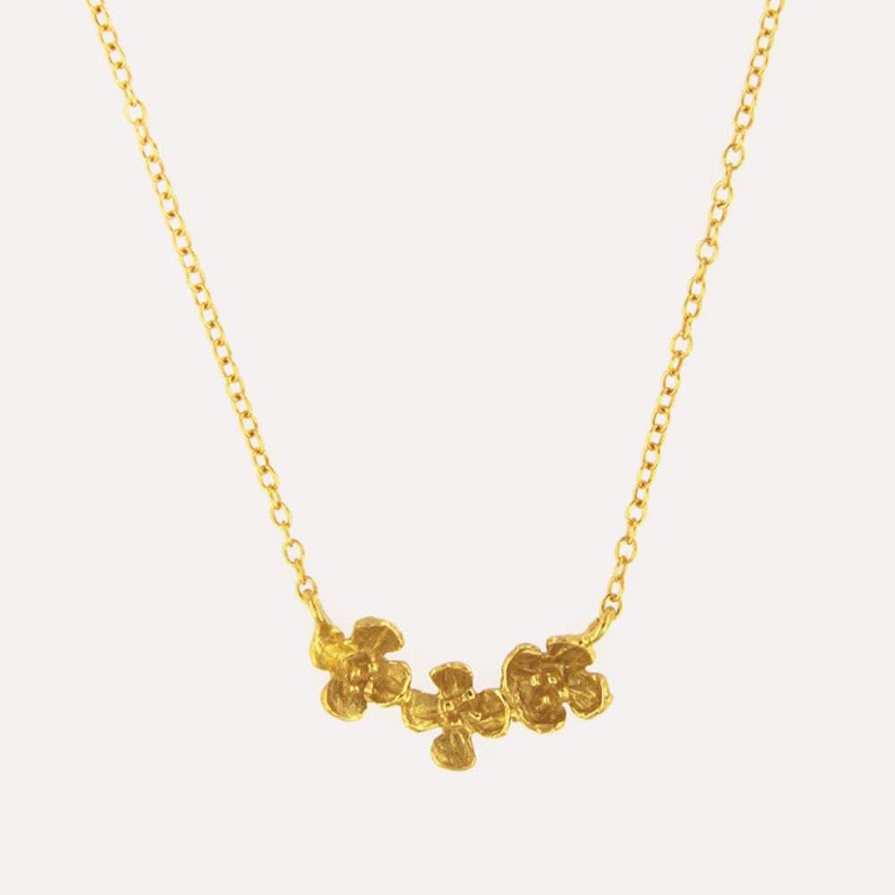 MESH ネックレス スリーリトルフラワー 18Kゴールドコート シルバー925 ポルトガル直輸入 COL0192F Gold Necklace