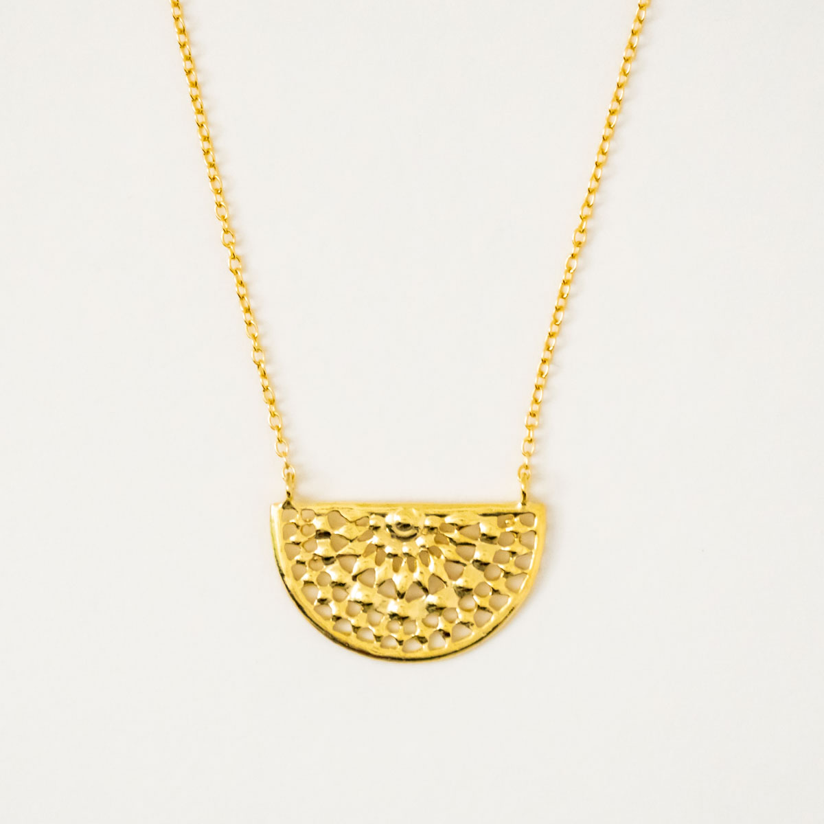 MESH エスニックシェイプペンダント 最長43cm 18Kゴールドコート シルバー925 ポルトガル直輸入 COL0145N Gold Necklace