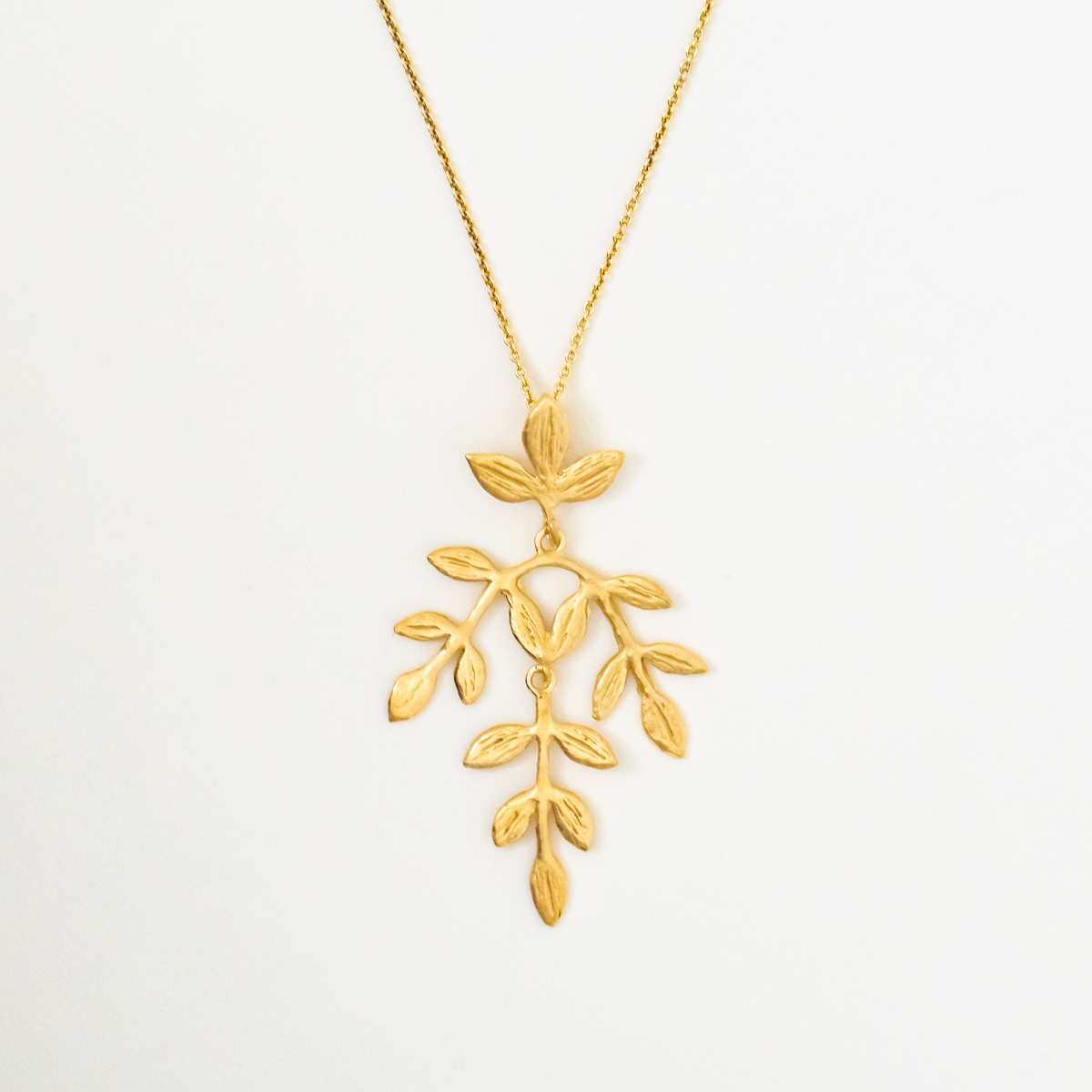 MESH ブランチペンダント 最長43cm 18Kゴールドコート シルバー925 ポルトガル直輸入 COL0114 Gold Necklace