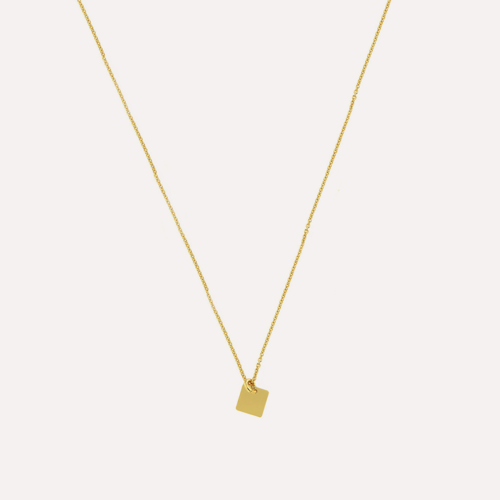 MESH シンプルスクエアペンダント 最長43cm 18Kゴールドコート シルバー925 ポルトガル直輸入 COL00P1 Gold Necklace