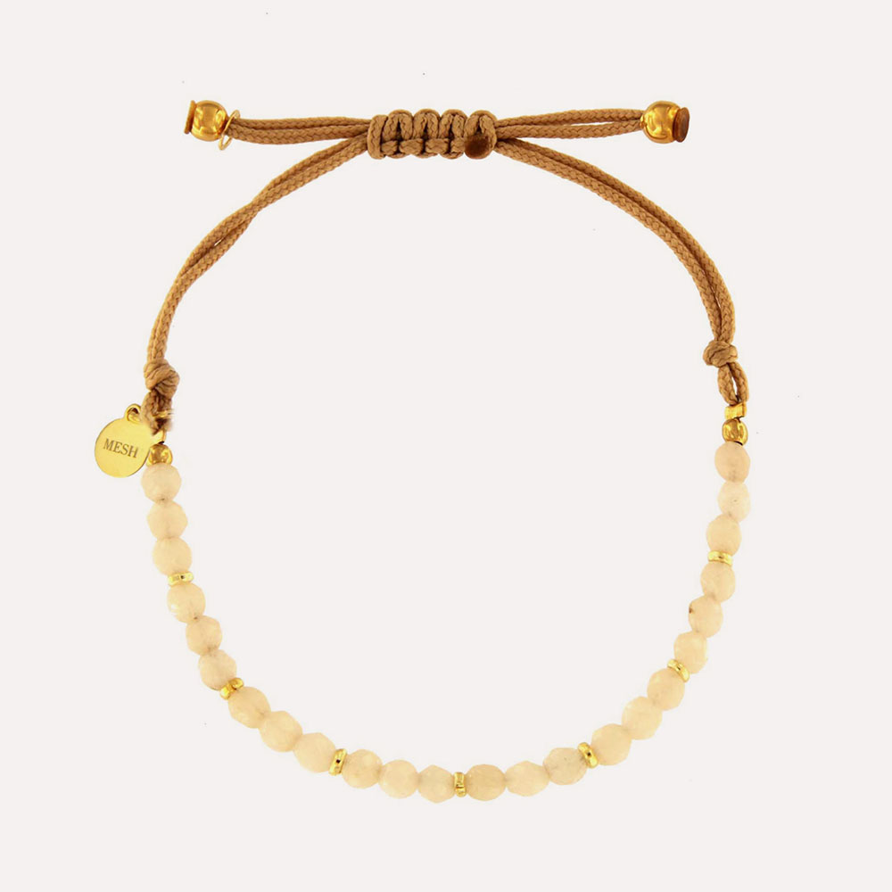 MESH ストーンブレスレット【ピンクベージュ】18Kゴールドコート シルバー925 ポルトガル直輸入 PUL0022A Gold Bracelet