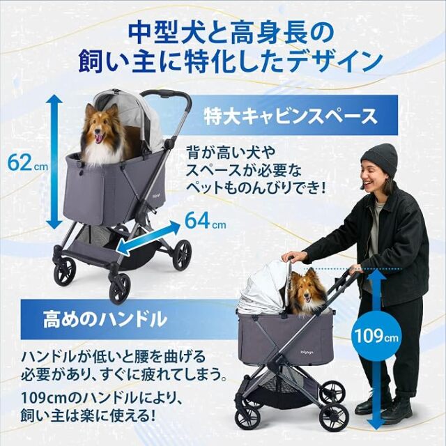 ibiyaya マキシ ディープキャリッジ ペットストローラー ペットカート（ロイヤルブルー）FS2501-B