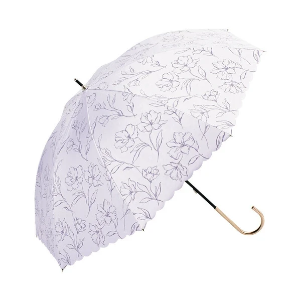【晴雨兼用傘】折り畳み傘 PUラインフラワーミニ PU／パープル完全遮光 遮熱 熱中症対策 UV BC047682 because ビコーズ