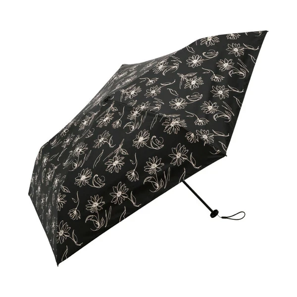 【晴雨兼用傘】スーパーライト ラインフラワー ミニ 折りたたみ傘BK／ブラックBC超軽量 UV 完全遮光 遮熱 熱中症対策 BC950135 because ビコーズ