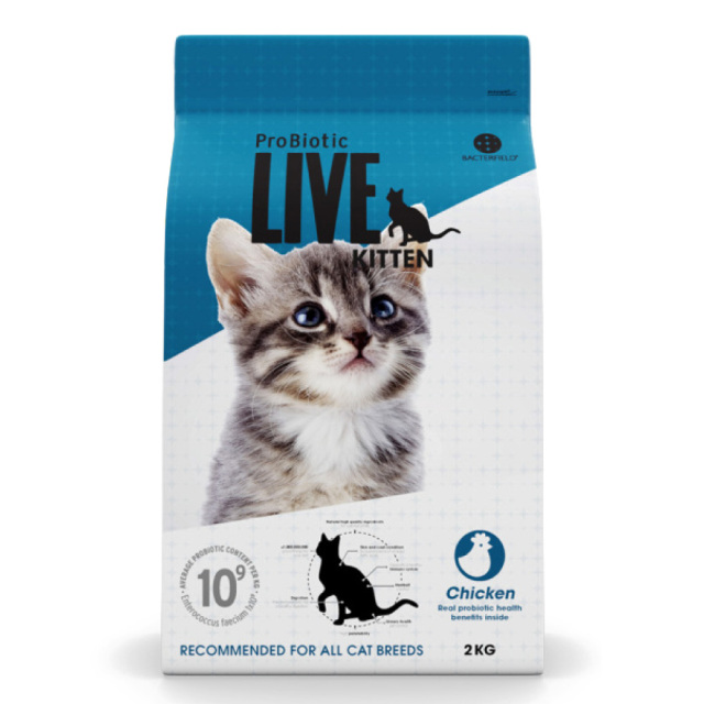 【再入荷しました！】ProBiotic LIVE 子猫用 チキン2kg 特許取得 機能性スーパープレミアムキャットフード プロバイオティック ライブ 生きた善玉細菌配合 無添加原料 BACTERFIELD