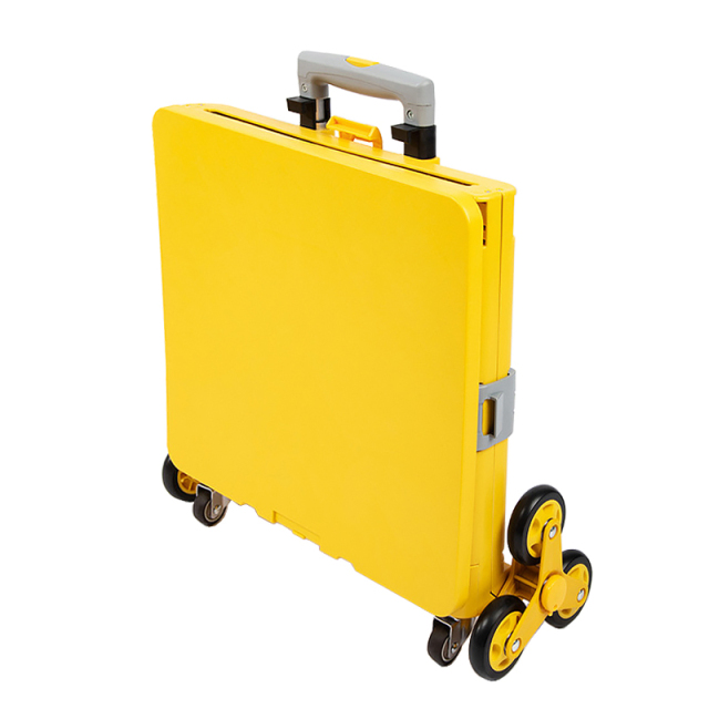 コンテナキャリーカート 三代 後ろ3輪(8輪式) スリム・コンパクトに折りたたんだ状態のイメージ