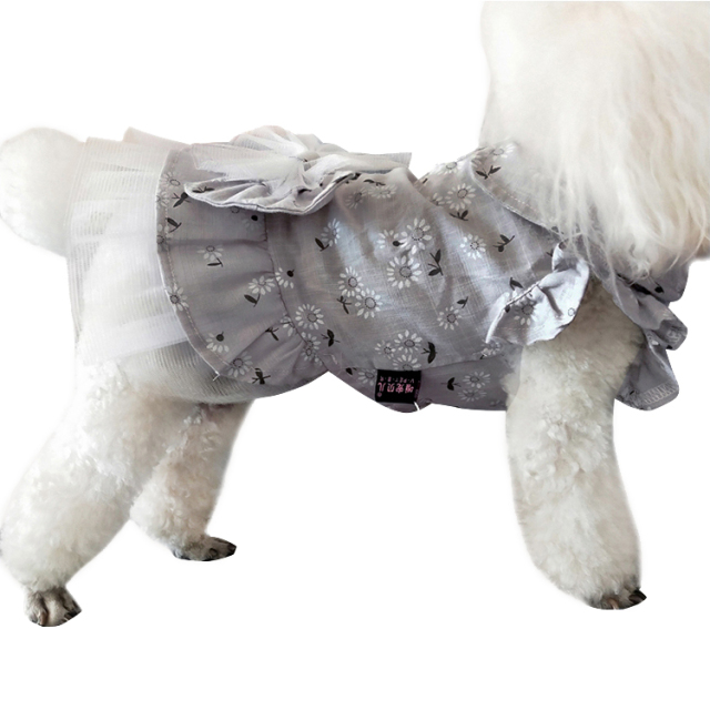 犬服 ワンピース グレー ドッグウェア 春夏用 着用イメージ