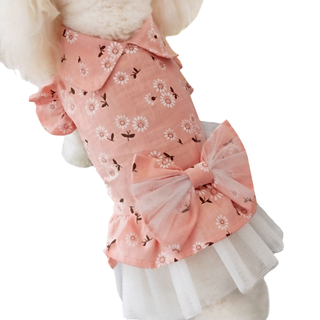犬服 ワンピース ピンク S～L(24～32cm) ドッグウェア 春夏用