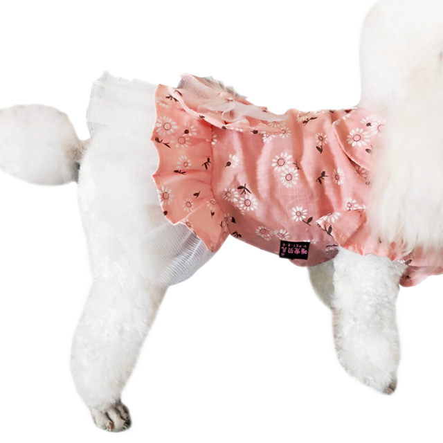 犬服 ワンピース ピンク ドッグウェア 春夏用 着用イメージ