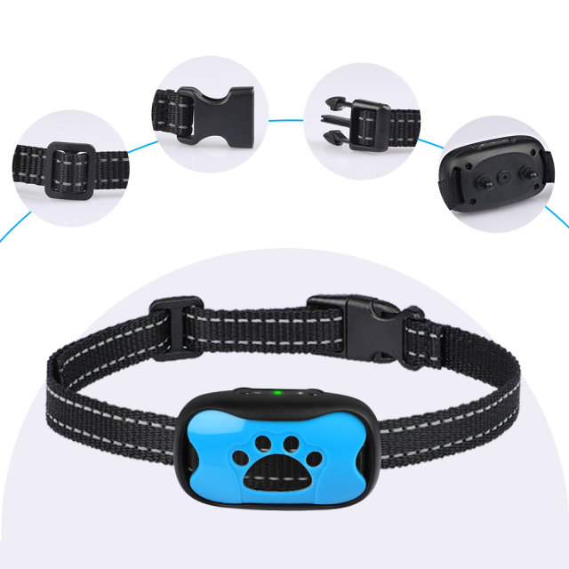 犬 しつけ用首輪 ブラック 充電式 7段階センサー 自動振動 リモコン不要 無駄吠え防止 トレーニングカラー