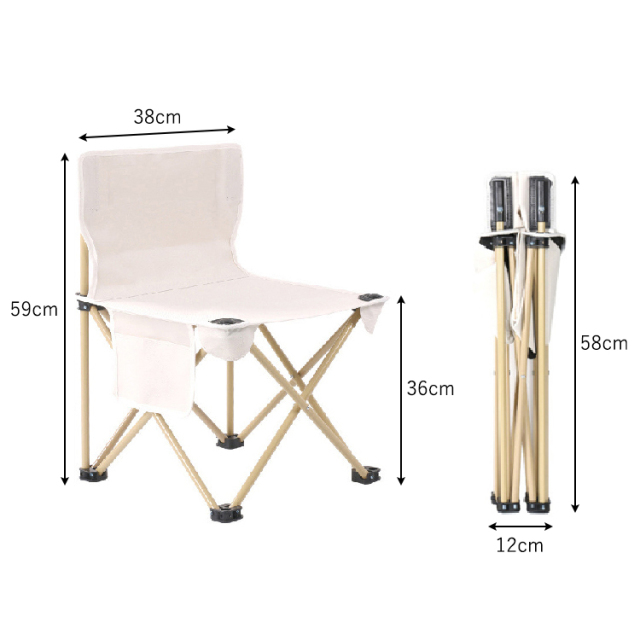 アウトドアチェア 折りたたみ キャンプ 展開時と折りたたみ時のサイズ