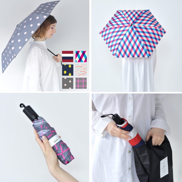 Danke 晴雨兼用折りたたみ傘 レディース CheckBluePink 超撥水