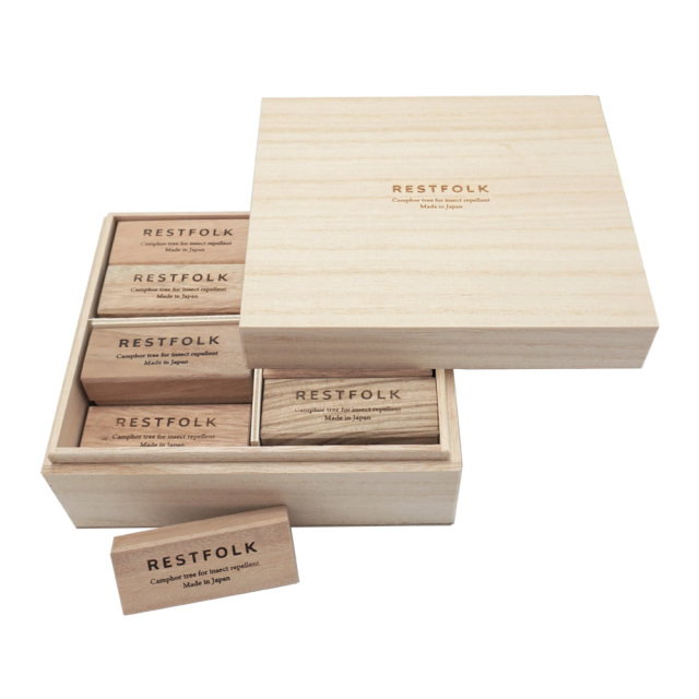 カンフル ツリー ブロック 24pcs くすのき 防虫 消臭 ウッドケース RESTFOLK