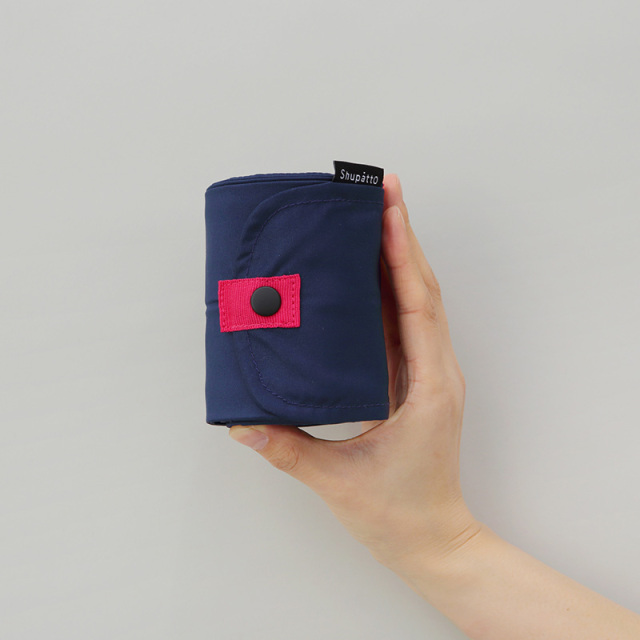 ShupattoコンパクトバッグＬサイズ エコバックを小さくたたんだ時のサイズイメージ