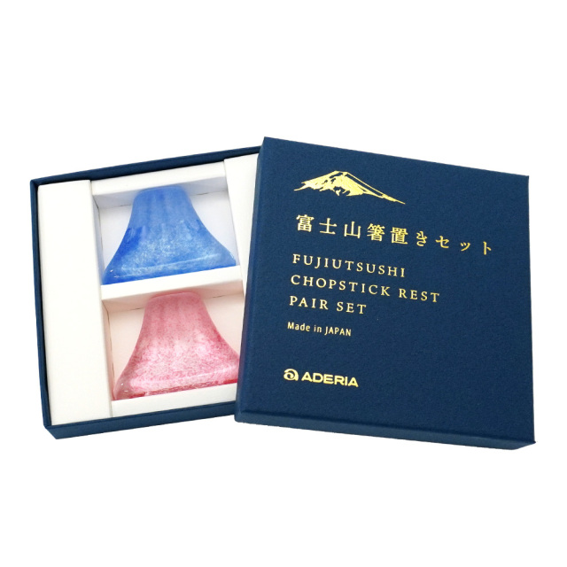 富士山箸置き はしおきペアセット ガラス製 FUJIUTSUSHI パッケージ