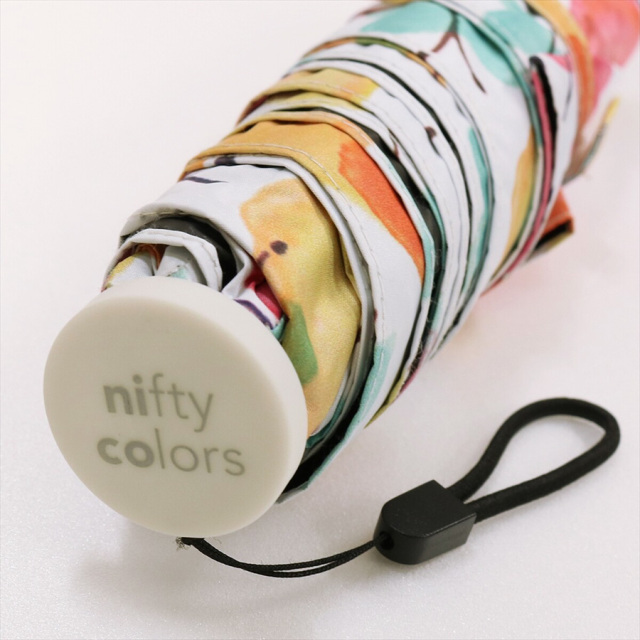 晴雨兼用傘 折りたたみ傘 レディース 蝶ピンク niftycolors（ニフティカラーズ） 折りたたんだ状態