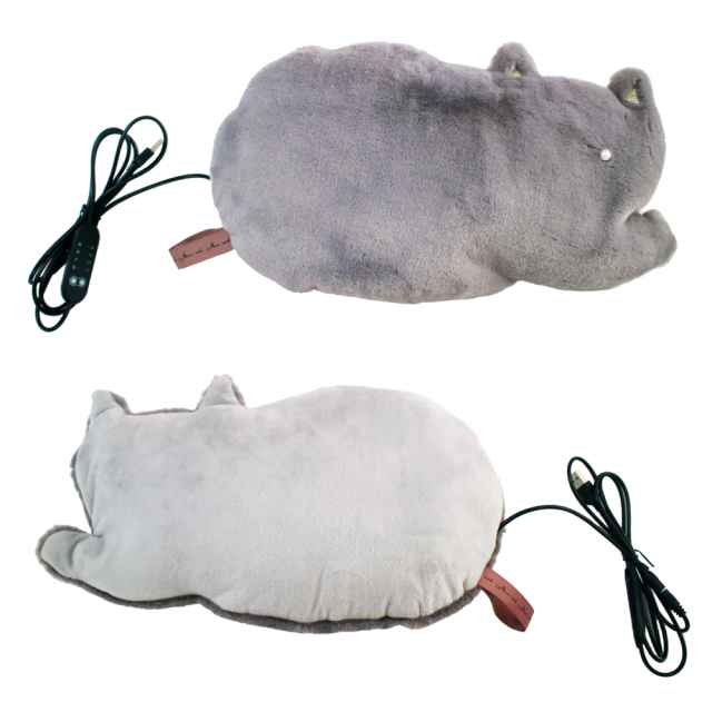 猫型 USBウォームクッション(グレー) MiaCat(ミアキャット) S04-6070GY 裏表